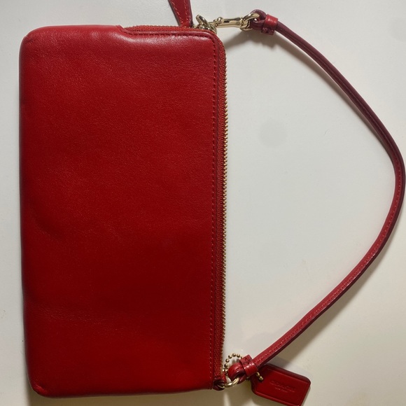 COACH NY Red Leather Double Zip Wristlet/Wallet - Picture 3 of 4